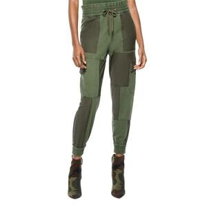 Alice + Olivia 'Tribeca' Green Patchwork Cargo Jogger Pants Size XS
